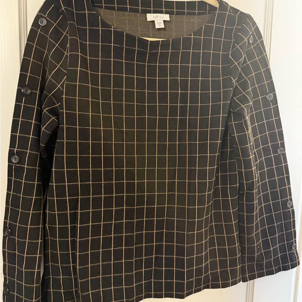 J. Jill Black Boxy 3/4 Sleeve Blouse